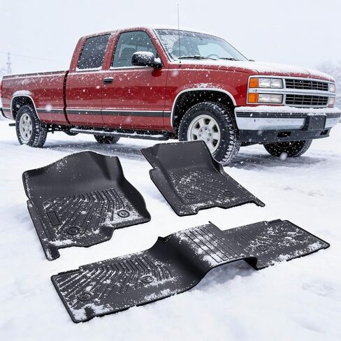 حصيرة أرضية الشاحنة مناسبة خصيصًا لسيارة Chevy Silverdao لـ GMC Sierra Extended Cab 1500 2000 2001 2002 2003 2004 2005 - ملحقات TPE للحماية من جميع الأحوال الجوية in Kuwait