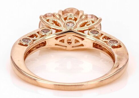 JTV Morganite & White Zircon Ring for Women - 1.68 CTW - 14K Rose Gold Over Sterling Silver - Elegant Oval Morganite Statement Ring - Affordable Luxury Jewelry in Saudi Arabia