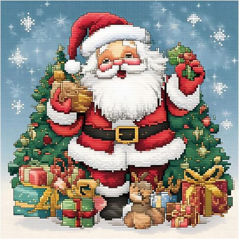51buyoutgo Christmas 11ct Cross Stitch Kits, 11 CT Funny Pre Printed Counted Stamped Cross Stitch Embroidery Needlepoint Needlework Patterns Kits for Beginners Adults Crossstitch Wall Decor 40x40cm in Saudi Arabia