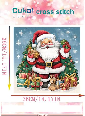 51buyoutgo Christmas 11ct Cross Stitch Kits, 11 CT Funny Pre Printed Counted Stamped Cross Stitch Embroidery Needlepoint Needlework Patterns Kits for Beginners Adults Crossstitch Wall Decor 40x40cm in Saudi Arabia
