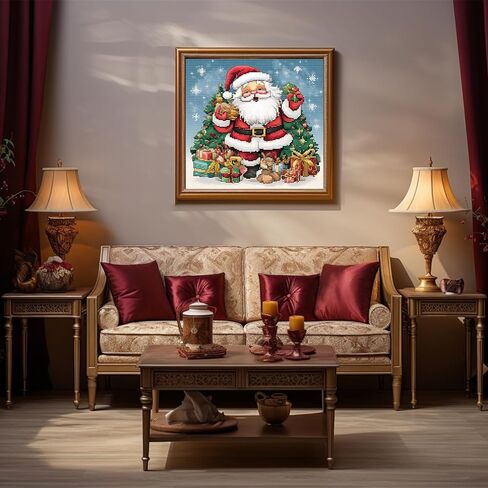 51buyoutgo Christmas 11ct Cross Stitch Kits, 11 CT Funny Pre Printed Counted Stamped Cross Stitch Embroidery Needlepoint Needlework Patterns Kits for Beginners Adults Crossstitch Wall Decor 40x40cm in Saudi Arabia