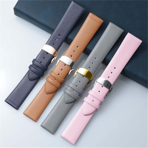 Genuine Leather Watchband 10 12 14 16 18 20 22mm Watch Strap For Men Women Business in Saudi Arabia