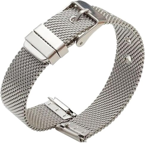 Stainless Steel Mesh Woven Watch Strap Adjustable Design Unisex Replacement Wristband in Saudi Arabia