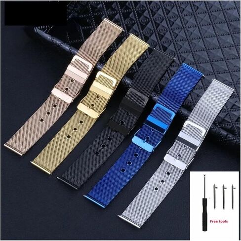 Stainless Steel Mesh Woven Watch Strap Adjustable Design Unisex Replacement Wristband in Saudi Arabia