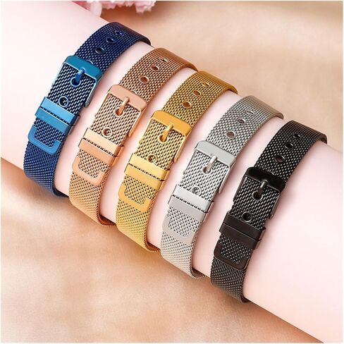 Stainless Steel Mesh Woven Watch Strap Adjustable Design Unisex Replacement Wristband in Saudi Arabia