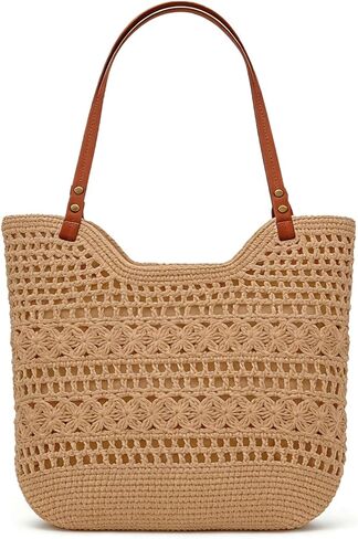 Peicees Crochet Beach Bag For Women- Woven Boho Purse Knitted Shoulder Bag For Summer Vacation Beachy Travel Pool Small in Saudi Arabia