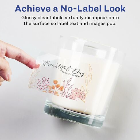 Avery Glossy Clear Rectangle Labels, Sure Feed Technology, 1.5" x 3.75", 250 Glossy Clear Labels, Print-to-The-Edge, Laser/Inkjet Printable in Saudi Arabia