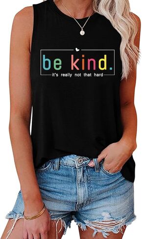 Be Kind Tshirt Women, It's Really Not That Hard Tank Tops Summer Casual Graphic Tees Crew Neck Sleeveless Vest Tops in Saudi Arabia