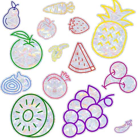 14pcs Color Dinosaur Window Stickers, Double-Side Glass Decals Shiny Rainbow Prism Anti Collision Window Clings for Mirror Glass Display Shop Office School Supplies Reusable (Dinosaur1) in Saudi Arabia