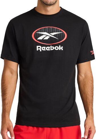 Reebok Men's Short Sleeve Graphic Crewneck T-Shirt, Standard Fit, Lightweight Cotton-Poly Fabric in Kuwait