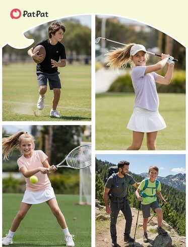 PATPAT Girls Boys Athletic T-Shirts Short Sleeve Loose Tops Kids Quick Dry Gym Tennis Tees Activewear 5-14 Years in Saudi Arabia