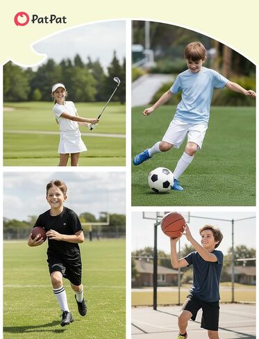 PATPAT Girls Boys Athletic T-Shirts Short Sleeve Loose Tops Kids Quick Dry Gym Tennis Tees Activewear 5-14 Years in Saudi Arabia