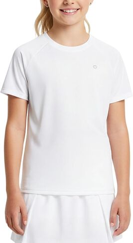 PATPAT Girls Boys Athletic T-Shirts Short Sleeve Loose Tops Kids Quick Dry Gym Tennis Tees Activewear 5-14 Years in Saudi Arabia