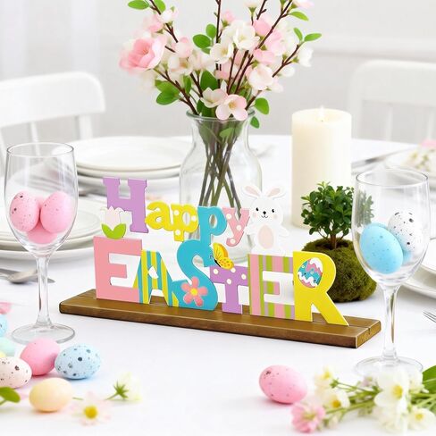 Easter Decorations for Home, Metal Easter Decorations for Table, Indoor Happy Easter Sign with Buuny, Spring Easter Centerpieces for Table Top Office Mantle Shelf in Kuwait