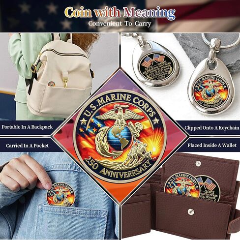 250th Marine Corps Anniversary Challenge Coin - Military Collectible for 1775-2025 - Marine Corps Birthday Gift - Marine Veterans' Commemorative Souvenir (Classic-01) in Kuwait