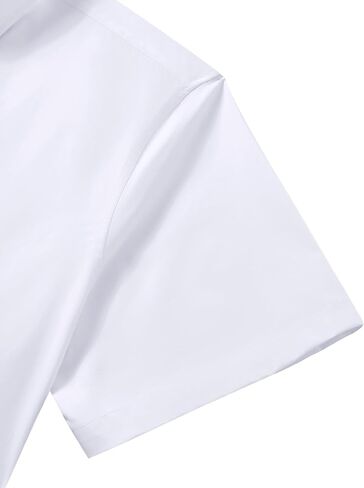 Mens Short Sleeve Dress Shirts Stain Shield Solid Button Down Shirt Casual Business Work Wedding Stretch Formal Shirt in Saudi Arabia