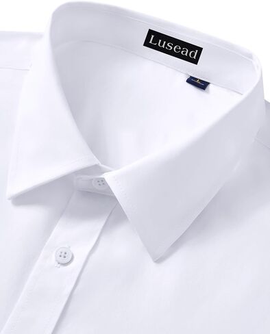 Mens Short Sleeve Dress Shirts Stain Shield Solid Button Down Shirt Casual Business Work Wedding Stretch Formal Shirt in Saudi Arabia