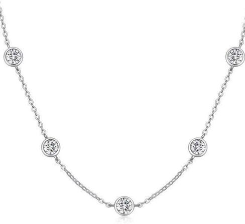 14K Solid Gold over S925 Silver 2.5 Carat VVS1 D-Color Diamond Necklace, Five-Diamond Necklace, A Statement of Unique Simplicity in Saudi Arabia