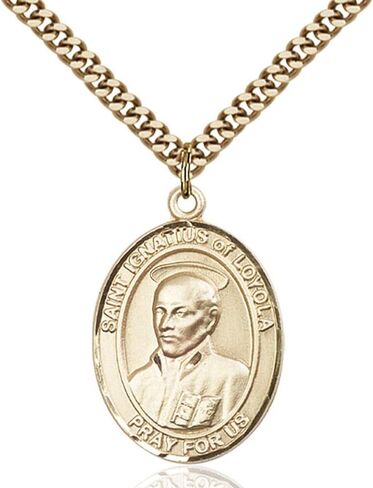 Bonyak Jewelry St. Ignatius of Loyola Hand-Crafted Oval Medal Pendant in 14kt Yellow Gold-Filled in Saudi Arabia