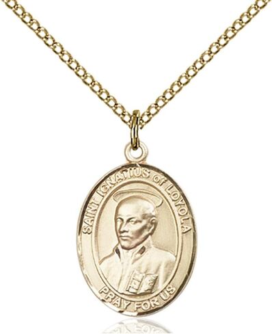 Bonyak Jewelry St. Ignatius of Loyola Hand-Crafted Oval Medal Pendant in 14kt Yellow Gold-Filled in Saudi Arabia