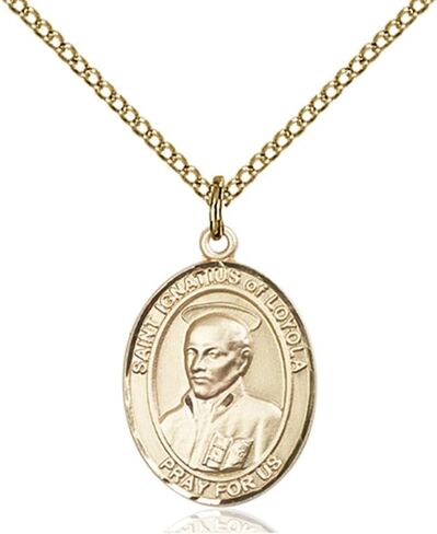 Bonyak Jewelry St. Ignatius of Loyola Hand-Crafted Oval Medal Pendant in 14kt Yellow Gold-Filled in Saudi Arabia