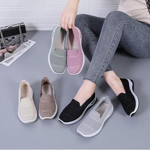Women's Slip-On Mules - Middle-Aged Mom Lightweight Breathable Casual Shoes(Black) in Saudi Arabia