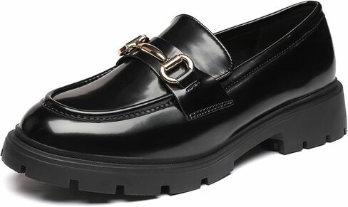 Bernal Loafers for Women Platform Chunky Heeled Loafers with Buckle Classic Business Work Office Slip On Casual Comfortable Moccasins School Dressy Shoes in Kuwait