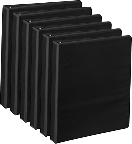 مجلدات عرض دائرية متينة من العلامة التجارية Office Depot®، حلقات مقاس 1 بوصة، سوداء، عبوة من 6 مجلدات in Saudi Arabia