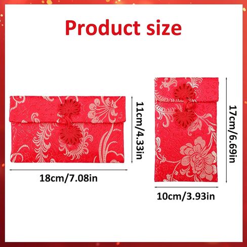 4 Pcs Chinese New Year Red Envelopes Chinese Red Envelope HongBao Silk Reds Envelopes Lucky Money Pockets Card Cash Envelope Lucky Money for Wedding New Year Spring Festival Birthday Gift in Saudi Arabia