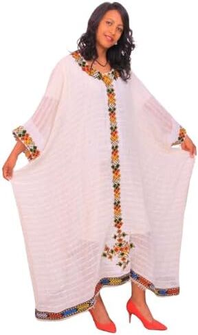 Ethiopia Traditional Women's Embroidery Top Cloth, Simple Summer habesha Dress, Habesha Tops,Ethiopian Cultural Dress, Ethiopian Gift, Ethiopian Fashion Multi in Saudi Arabia