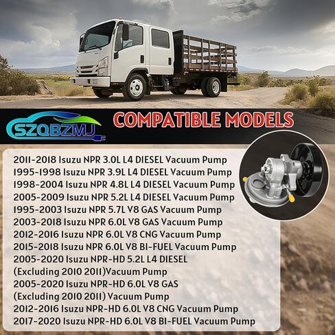 Vacuum Pump with Pulley for 1995-2020 Isuzu NPR NPR-HD Gas V8 L4, L96 LQ4 LY6 L31 L05 3.0L 3.9L 4.8L 5.2L 5.7L 6.0L Replacement 904-862, 97241035, 8972410351, 290KT00020 in Kuwait