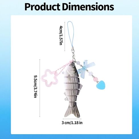 Fish Keychain, Funny Cute Fish Key Chain Key Ring Keyring Fisherman Charms for Women Fishing Enthusiasts Fishing Keychain for Phone Bag Purse Charms Car Gifts Accessories in Saudi Arabia