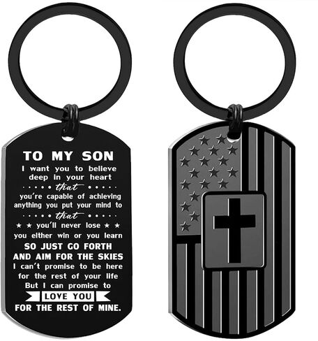 Son Gifts for Birthday Graduation Valentines Fathers Day, Teen Boy Keychain from Mom Dad, Metal Engraved in Kuwait