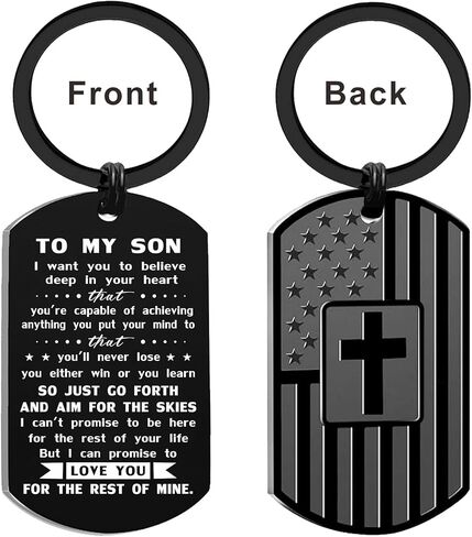 Son Gifts for Birthday Graduation Valentines Fathers Day, Teen Boy Keychain from Mom Dad, Metal Engraved in Kuwait