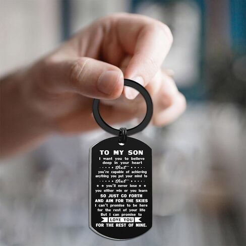 Son Gifts for Birthday Graduation Valentines Fathers Day, Teen Boy Keychain from Mom Dad, Metal Engraved in Kuwait