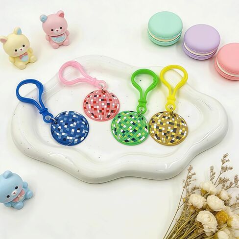 8PCS Colorful Disco Ball Keychains, Retro Disco Ball Lobster Clasp Keyrings, Discos Flat Ball Silicone Charms with Acrylic Clip for Car Key Backpack Purse 70s 80s Disco Party Favors & Decoration Gift in Saudi Arabia