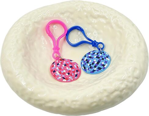 8PCS Colorful Disco Ball Keychains, Retro Disco Ball Lobster Clasp Keyrings, Discos Flat Ball Silicone Charms with Acrylic Clip for Car Key Backpack Purse 70s 80s Disco Party Favors & Decoration Gift in Saudi Arabia