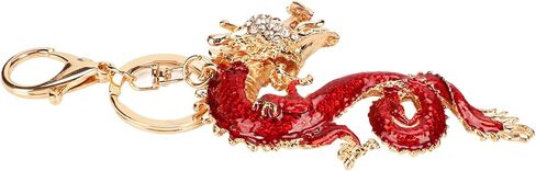 Chinese Dragon Keychain, Zinc Alloy, Crystal Design, Symbol of Good Fortune, Rustproof, Car Accessory in Saudi Arabia
