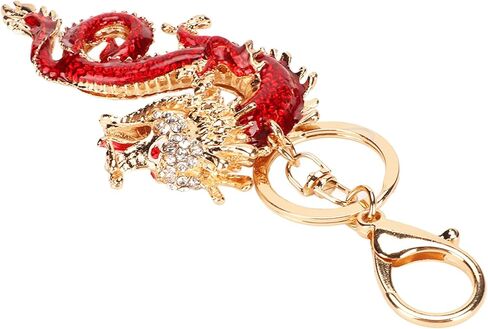 Chinese Dragon Keychain, Zinc Alloy, Crystal Design, Symbol of Good Fortune, Rustproof, Car Accessory in Saudi Arabia