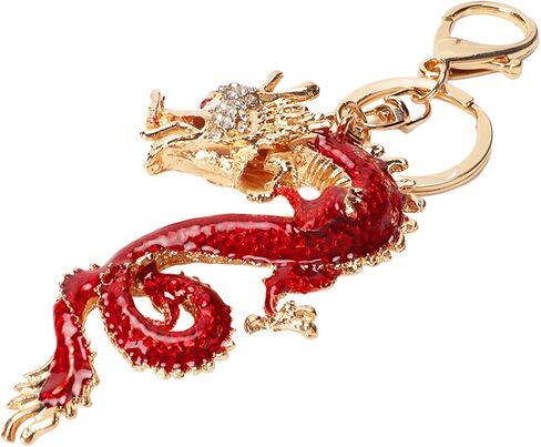 Chinese Dragon Keychain, Zinc Alloy, Crystal Design, Symbol of Good Fortune, Rustproof, Car Accessory in Saudi Arabia