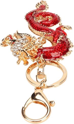 Chinese Dragon Keychain, Zinc Alloy, Crystal Design, Symbol of Good Fortune, Rustproof, Car Accessory in Saudi Arabia