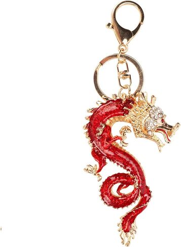 Chinese Dragon Keychain, Zinc Alloy, Crystal Design, Symbol of Good Fortune, Rustproof, Car Accessory in Saudi Arabia