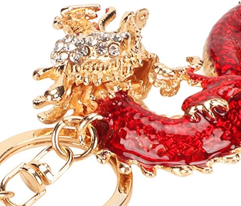Chinese Dragon Keychain, Zinc Alloy, Crystal Design, Symbol of Good Fortune, Rustproof, Car Accessory in Saudi Arabia