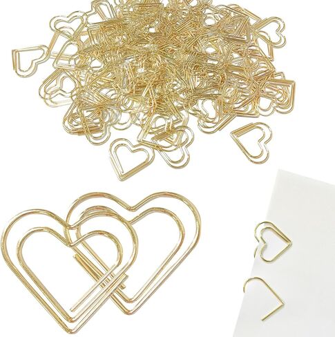 120pcs Premium Metal Heart-Shaped Paper Clips - Gold Love Design for Office Organization, Wedding Decor, Bookmarks & Craft Projects in Saudi Arabia