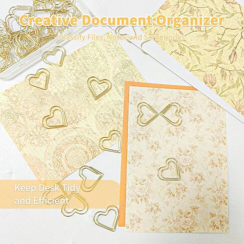 120pcs Premium Metal Heart-Shaped Paper Clips - Gold Love Design for Office Organization, Wedding Decor, Bookmarks & Craft Projects in Saudi Arabia