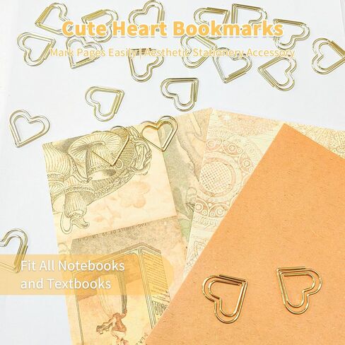 120pcs Premium Metal Heart-Shaped Paper Clips - Gold Love Design for Office Organization, Wedding Decor, Bookmarks & Craft Projects in Saudi Arabia