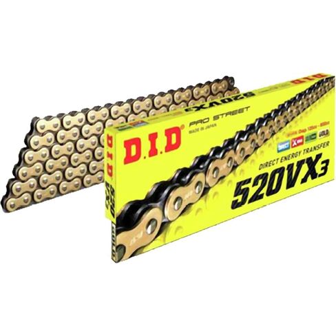 D.I.D 520VX3G120FB 520VX3 Professional O-Ring Series Chain - 120 Links - Gold in Saudi Arabia