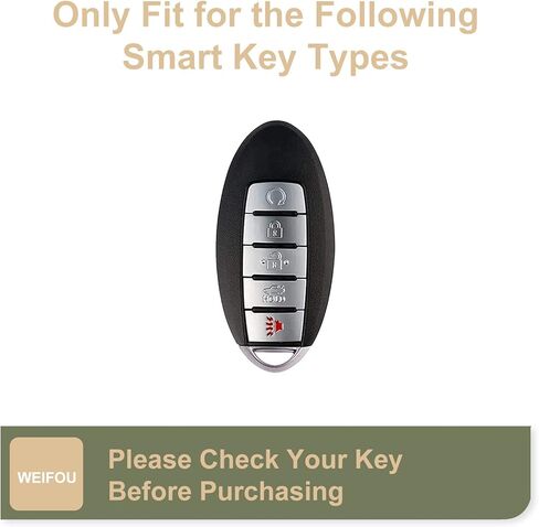 مناسب لغطاء Nissan Key Fob ذو 5 أزرار، حافظة مفاتيح ذكية لـ Altima Rogue Murano Pathfinder، أغطية مفاتيح مع سلسلة مفاتيح، ملحقات السيارة بلينغ (RC5 أخضر) in Kuwait