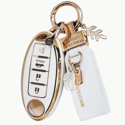 مناسب لغطاء Nissan Key Fob ذو 5 أزرار، حافظة مفاتيح ذكية لـ Altima Rogue Murano Pathfinder، أغطية مفاتيح مع سلسلة مفاتيح، ملحقات السيارة بلينغ (RC5 أخضر) in Kuwait