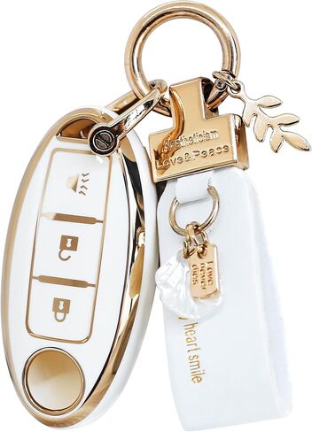 مناسب لغطاء Nissan Key Fob ذو 5 أزرار، حافظة مفاتيح ذكية لـ Altima Rogue Murano Pathfinder، أغطية مفاتيح مع سلسلة مفاتيح، ملحقات السيارة بلينغ (RC5 أخضر) in Kuwait